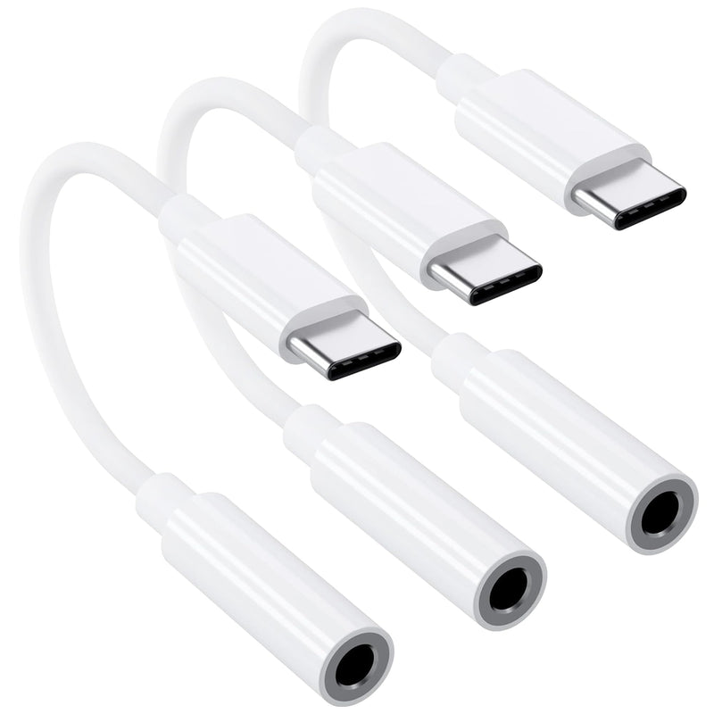 USB-C to 3.5 mm Headphone Jack Adapter, 3 Pack USB C to Aux Audio Dongle Cable Cord Compatible with iPhone 15 Series, iPad Pro, Galaxy S23/S22 Ultra Headphone Adapter