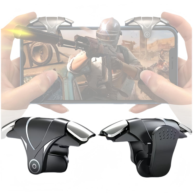 Mobile Game Controller & Mechanical key finger triggers, Compatible with PUBG/Fortnite/Call of Duty, Sensitive Shoot, Automatic Aim Fire Trigger, Auxiliary recoil suppression (a pair) (Four-finger) Four-finger