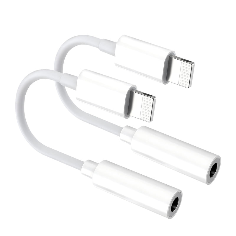 [Apple MFi Certified] 2 Pack Lightning to 3.5 mm Headphone Jack Adapter for iPhone, iPhone Aux Adapter Converter Dongle Audio Cable Compatible with iPhone 14/13 Pro Max X/XS Support All iOS System