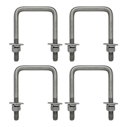 A.A Square U Bolt with Hardware for Boat Trailer, Galvanized Steel, 1/2" Diameter x 3-1/16" x 4-5/16" for 3x3 Beam (4 Pack) 1/2 D x 3-1/16 W x 4-5/16 Inch
