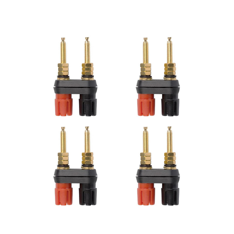 4Pcs Banana Jack Plugs Brass Long Threaded Binding Post Speaker Connectors Terminal 2 Way Dual 4mm Banana Plug Female Sockets for Speakers or Amplifiers