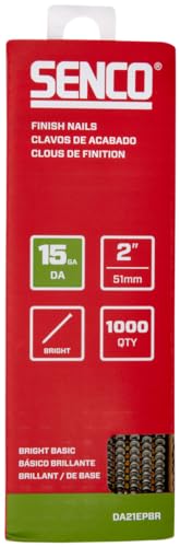 SENCO DA21EPBR 34 Degree Collated Finish Nails, 15 Gauge, 2 Inch Length, Bright, 1,000 Count Pack 2-inch Low Carbon Steel
