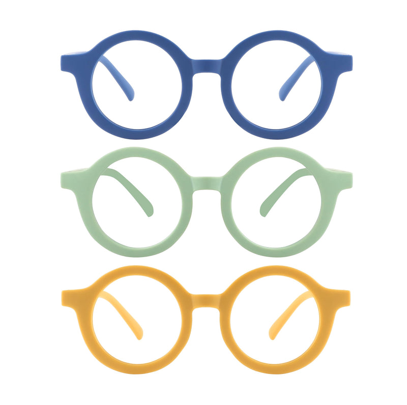 Yogo Vision Kids Blue Light Blocking Glasses for Girls and Boys Anti Glare Computer Glasses School Work Eyewear 3 pack Navy Blue, Green, Yellow Clear