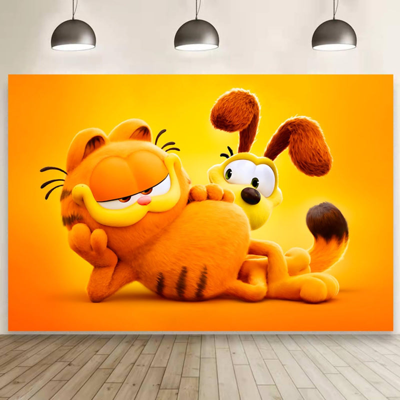 Background Garfield Birthday Decorations, Garfield Happy Birthday Banner Backdrop for Birthday Party Supplies (5x3ft)