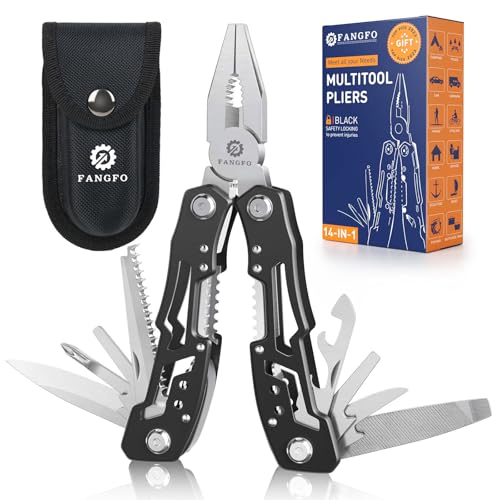 14-In-1 Multitool with Safety Locking, Professional Stainless Steel Multitool Pliers Pocket Knife, Bottle Opener, Screwdriver with Nylon Sheath ，Apply to Survival,Camping, Hunting and Hiking 6 Pcs