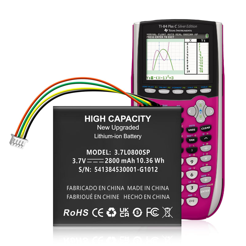 P11P35-09-N01 Battery, (2024 New Version) 2800mAh High Capacity Li-ion Replacement Battery for Texas Instruments TI Nspire/TI Nspire CAS, CX, CX CAS/TI 84 Plus C SE