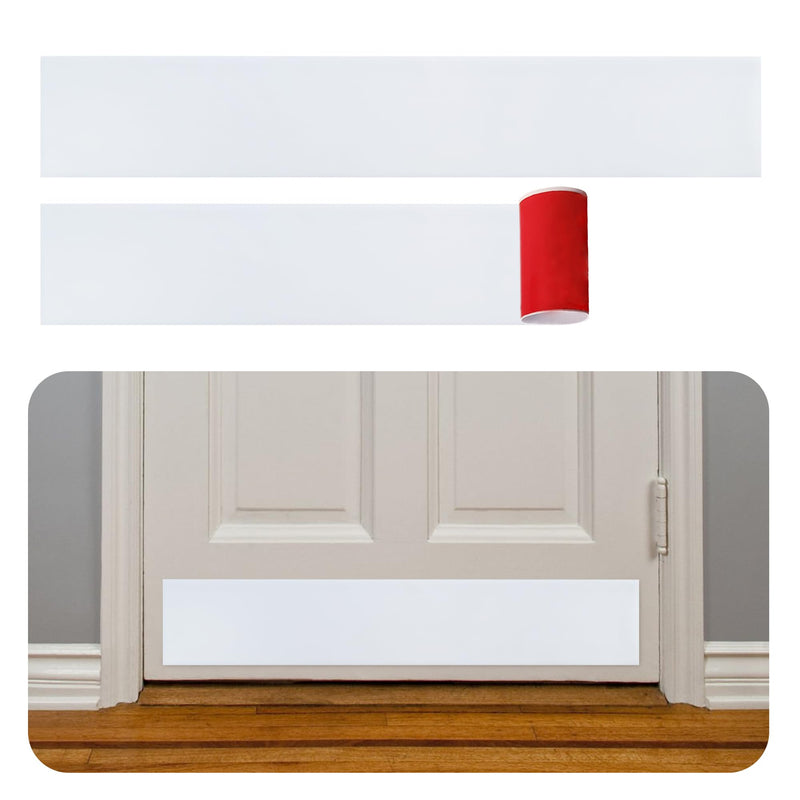Rubber Bond Kick Plates (2 Pack) 6" x 33" - Effortless Peel & Stick - Prevents Dents & Scratches - Self-Adhesive & Universal Fit (White) Kick Plate - 2 Pack - 6"x34" White