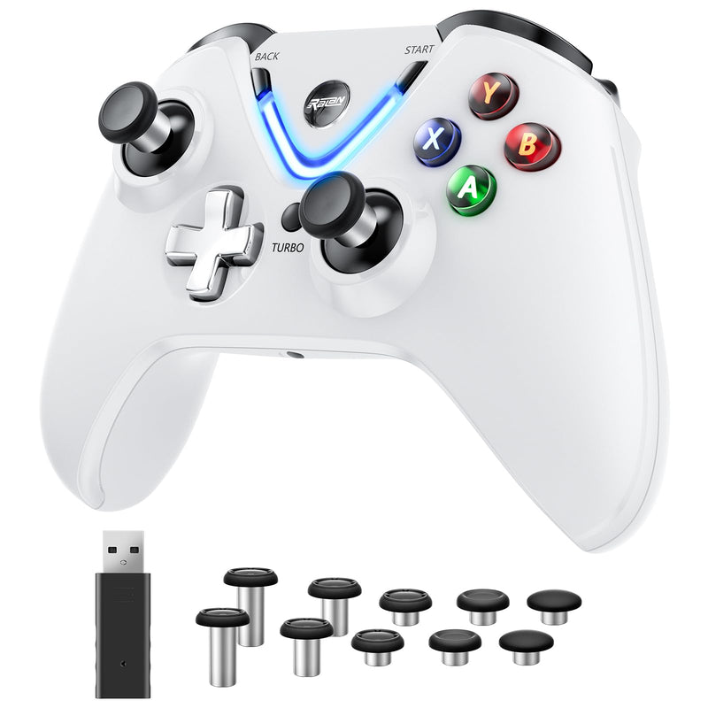 RALAN Wireless Controller with Paddles for Xbox One S/X, Xbox Series S/X, Windows PC, 2.4G Wireless Adapter with 3.5mm Headphone Jack, ALPS Joystick, Hall Effect Sensing trigger White