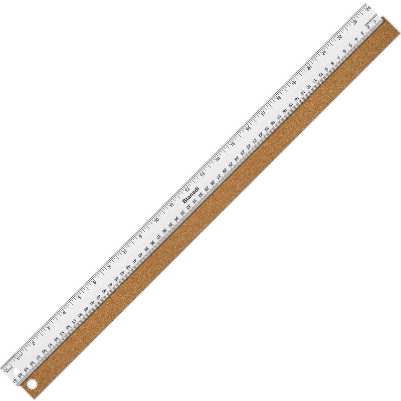 24 Inch Metal Ruler, Stainless Steel Straight Edge Ruler with Cork Backing, Non-Slip Imperial & Metric Measuring Tool for School, Office, Woodworking, Drafting 24"Single