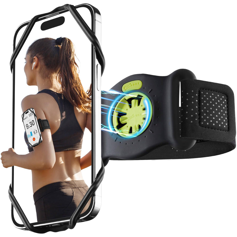 Bone Run Tie Connect Kit 2 Magnetic, Phone Holder for Running, 360°Rotation & Quick Release Sports Armband for iPhone 15 14 13 12 Pro Pro Max XS XR Samsung Galaxy, Fits 4.7"-7.2" Phone