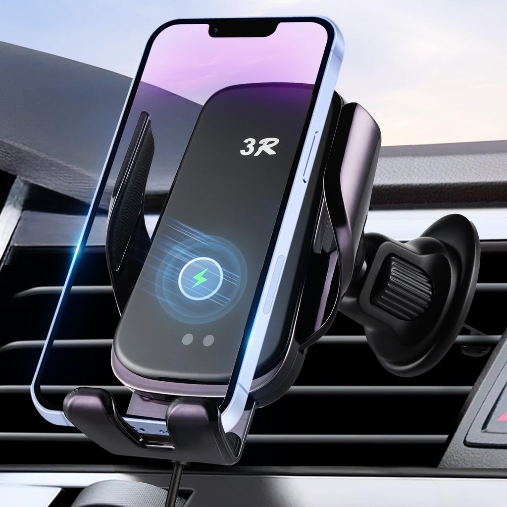 LivTee Wireless Car Charger Mount, Automatic Clamping Mount, 15W Fast Wireless Charging Car Phone Holder, Universal for All Mobile Phones, Fit for iPhone, Fit for Samsung Galaxy, Car Accessories