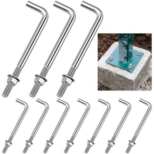 Yaocom 10 Pcs Anchor Bolts 3/8‑16 x 6'' 304 Stainless Steel