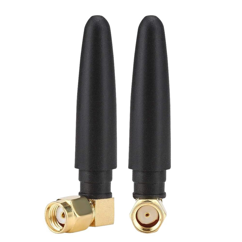 AW050 (2-Pack) Mini Dual Band WiFi Antenna, 2.4GHz 5GHz 5.8GHz MIMO RP-SMA Male Right Angle connectors for WiFi FPV USB Adapter Computer PCIe Card, Wireless Back Up Camera WiFi Router