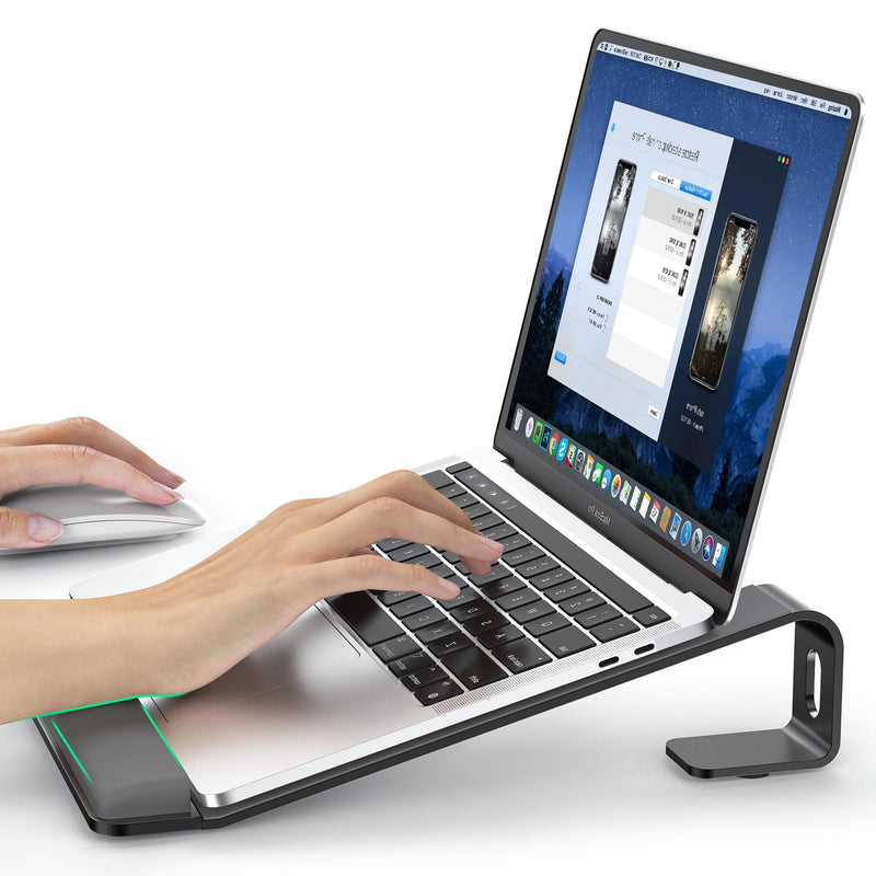 Laptop Stand for Desk, Metal Laptop Stand with Wrist Support, Ergonomic Detachable Laptop Riser, Aluminum Protable, Computer Stand for MacBook Air Pro, HP, Dell, XPS, HP (10-17") Laptops - Black