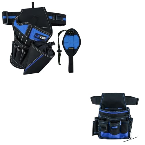 KUNN 3-in-1 Right-handed Drill Holster Set with Magnetic Wristband & Small Electrician Tool Pouch