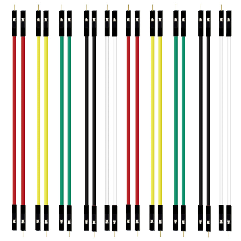 Breadboard Jumper Dupont Wires 24Awg Kabel 5 Colors 1Pin 2.54Mm Male to Female Double-End Tinning Connector Cable (Red, Black, White, Yellow, Green, 20 Each)