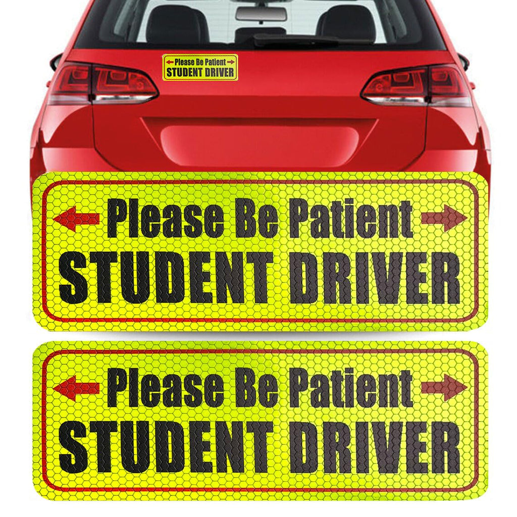 3 Pcs Student Driver Magnet for Car,Please Be Patient Student Driver Sticker,New Student Driver Sticker,Safety Warning Signs,High Reflective,Reusable Movable,Set of 3. 3.5" x 9" 03