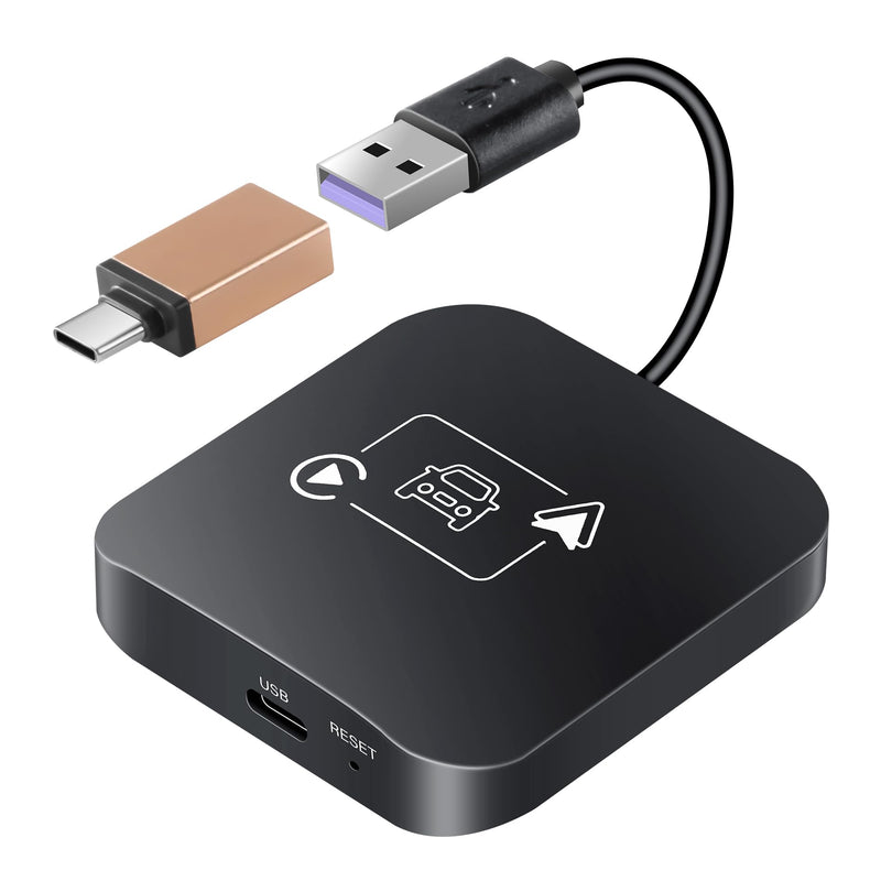 Carplay Wireless Adapter 2 IN 1 Apple Carplay/Android Auto Plug&Play USB Converter Carplay Dongle BT Transmitter/Aux Compatible All Car Models Smart Carplay Box Support iPhone 6+/iOS 10+/Android 11.0+