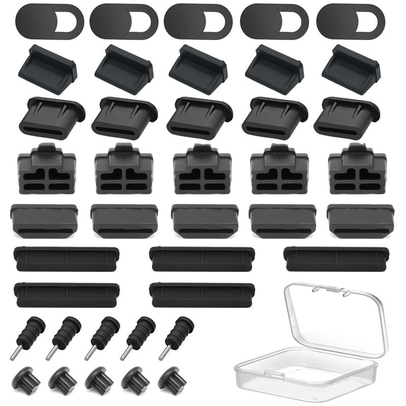 40PCS USB Port Cover, Silicone Anti Dust Cover Dust Plugs Caps for Computer Camera, USB, USB C, RJ45, HDMI, SD Port, Headphones Port, Audio Port (8 Types) A