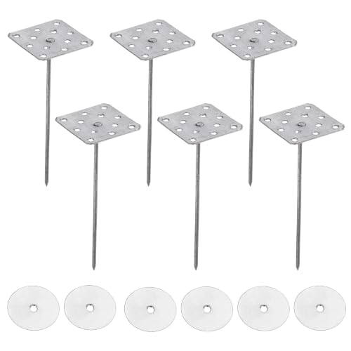 PATIKIL 4 Inch Perforated Insulation Pins with Round Washers, 80 Pack Aluminum Insulating Nails Wall Plug for Fixing Foam Boards to Wall or Ceiling 100mm
