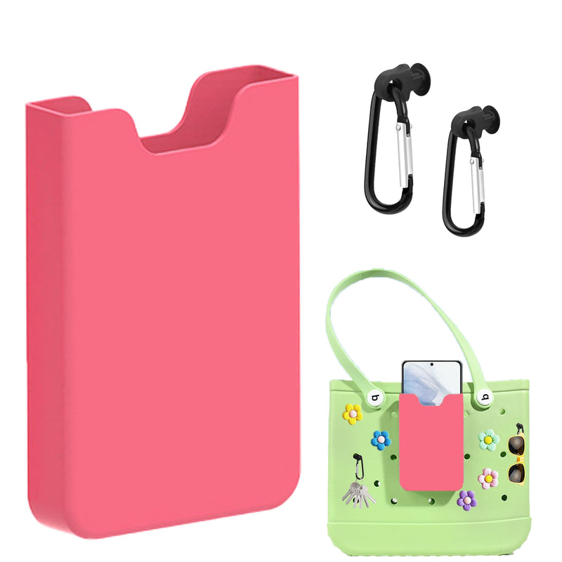 Phone Holder Compatible with Bogg Bag, 8Pcs Bag Decorative Insert Charms, Universal Insert Accessories for Beach Tote Bag, Soft Silicone Case & Key Holder, Decorative Accessories & Organizers Rose