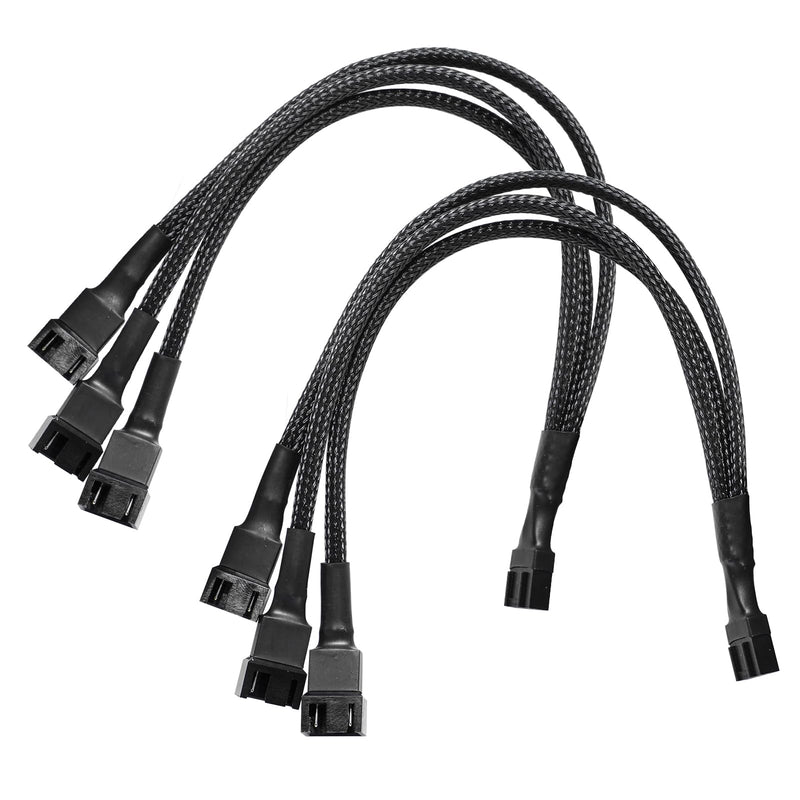 DARKROCK 2 Pack PC Fan Extension 1 to 3 Converter Cable, 4 Pin PWM Fan Splitter - Black