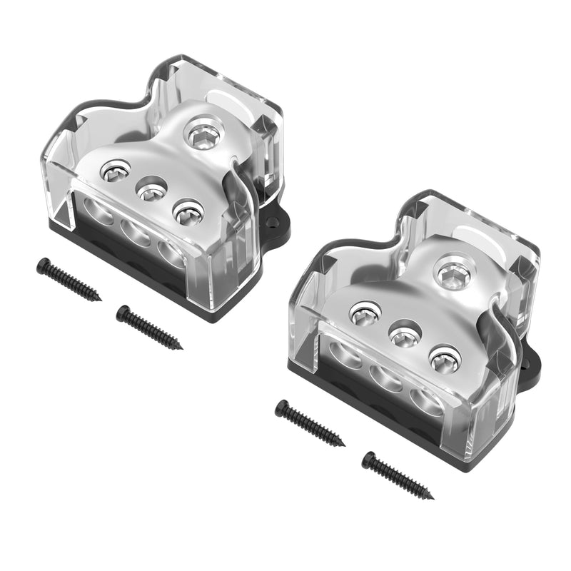 3 Way Power Distribution Block Car Audio Splitter 1x 0 Gauge in / 3X 4 Gauge Out Ground Distribution Block Amp for Automotive Car Boat 2 Pack 3 Way