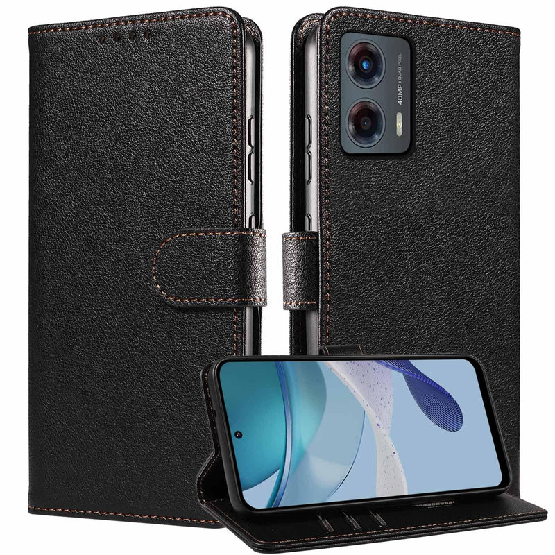 JanCalm for Moto G 5G 2023 Case Wallet,[RFID Blocking][Card Holder/Cash Slots][Kickstand][Magnetic Clasp] Leather Protective Shockproof Phone Folio Flip Cases Cover for Moto G 5G (2023) (Black) for Moto G 5G (2023) Black