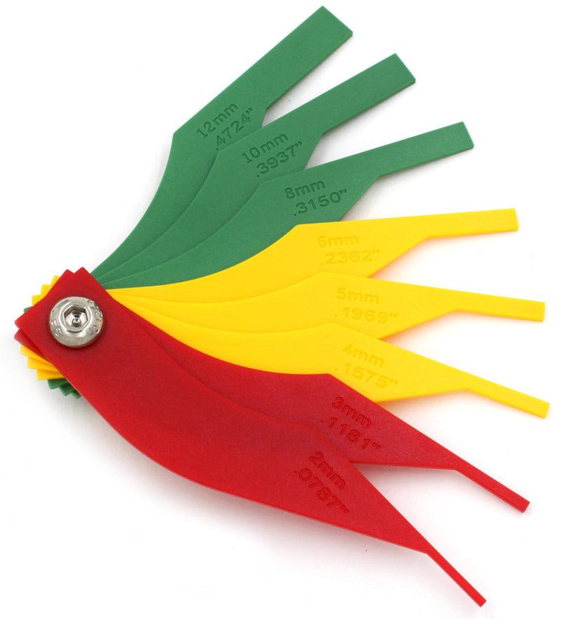 Brake Lining Thickness Gauge Set (Passenger Car) Includes 8 Blades of Different Sizes ranging Between 2-12 mm (0.0787" - 0.4724")