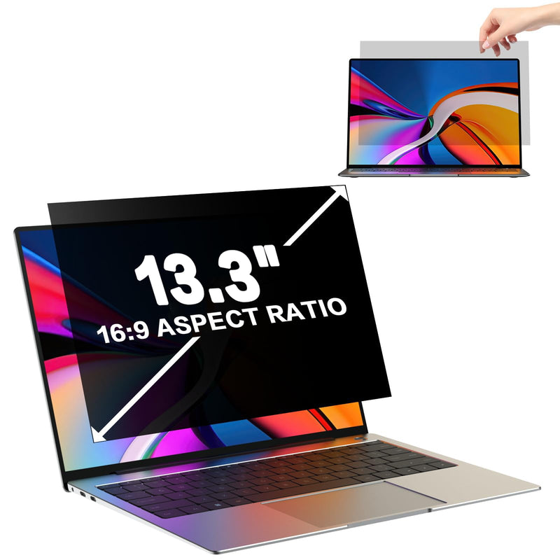 Laptop Privacy Screen 13.3 Inch Laptop Screen Privacy Shield 16:9 Aspect Removable Privacy Screen Compatible with Lenovo/HP/Dell, Blue Light UV-Blocking Screen Privacy Filter