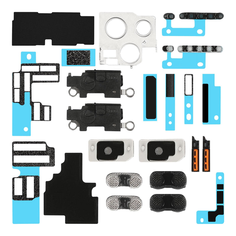 Complete Replacement Set AntiDust Bottom Loudspeaker Mesh Kit Replace for iPhone 14 Pro Max Rear Mic Bracket Camera Net Parts with Repair Motherboard Heat Dissipation Protection Sticker