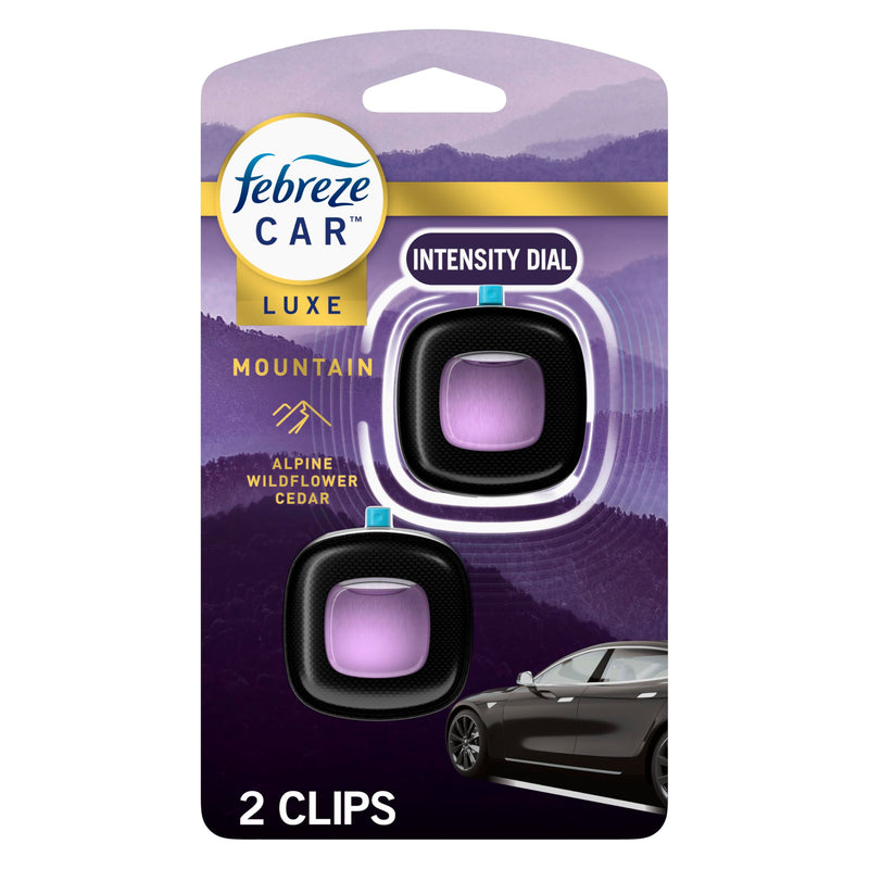 Febreze Car Mountain Scent Air Freshener Vent Clip, .07 oz, 2 Count 0.07 Fl Oz (Pack of 2)