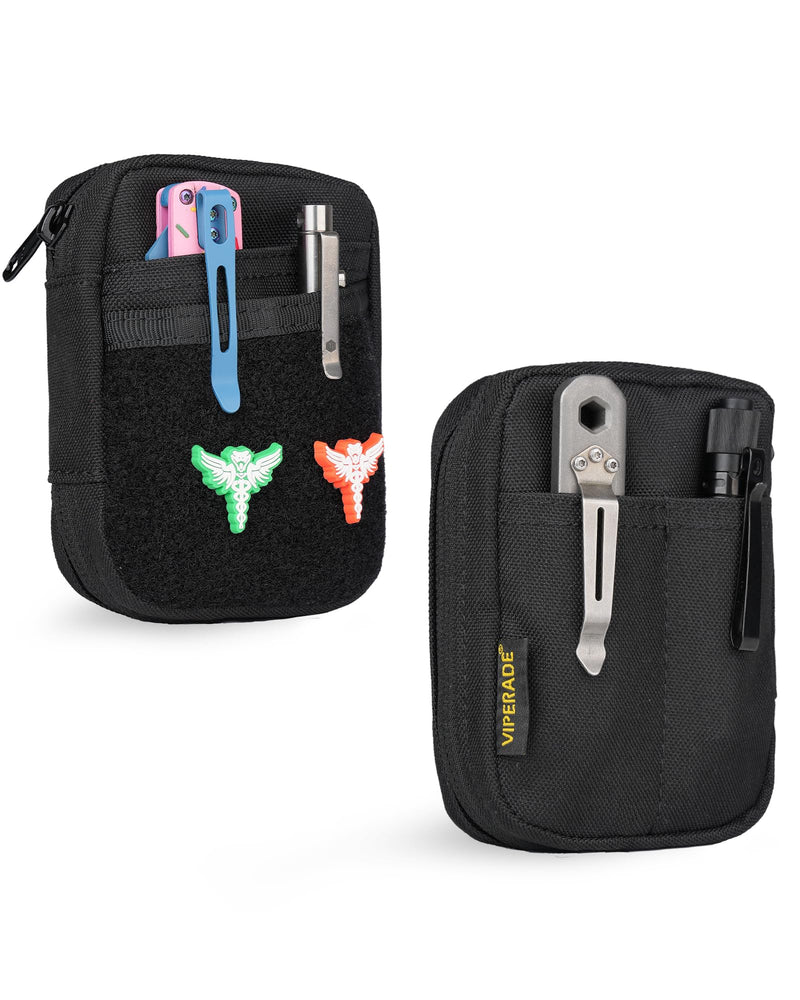 VIPERADE VE31 Small EDC Pouch, Men's Pocket Organizer, Small EDC Organizer Multitool Pouch for Camping/Hiking/Bushcraft (Black) Black