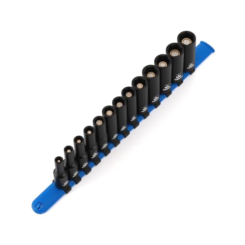 CASOMAN 13PCS 3/8"Drive Magnetic Impact Socket Set, Deep, 6-Point, Metric, 7mm to 19mm, CR-MO 3/8"Dr. Deep