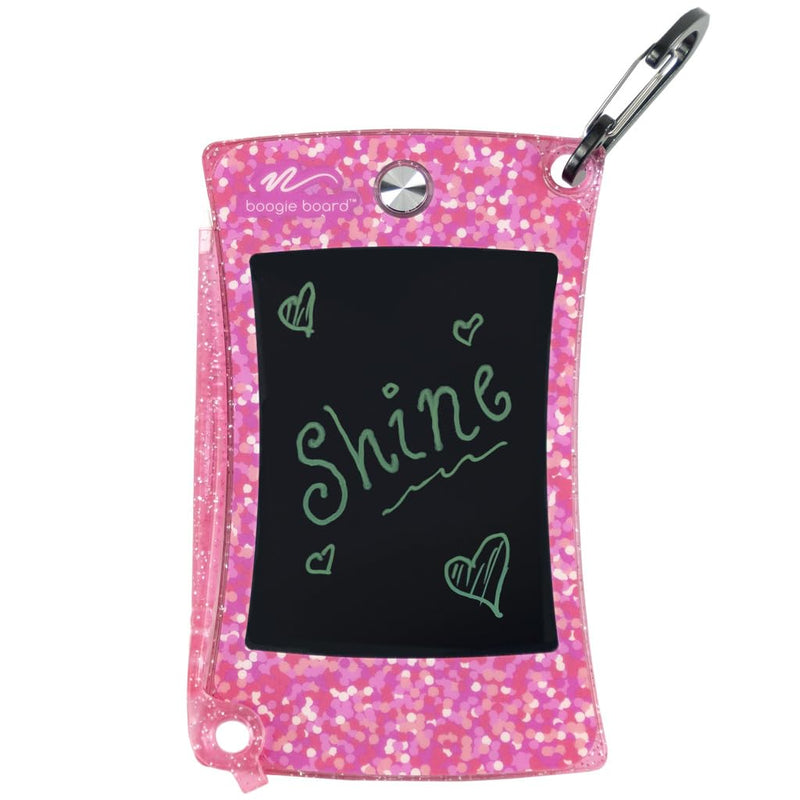 Boogie Board Jot Pocket Writing Tablet – Doodle Board Kids Travel Essentials LCD Screen Instant Erase Stylus Pen Kickstand Drawing Pad Girls Boys Educational Toy Birthday Gift Shimmer Collection, Pink Shimmer - Pink