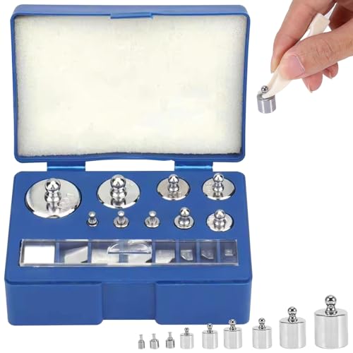 Calibration Weight, 17 Pieces Precision Calibration Weights, Stainless Steel Calibration Weights Set, Calibration Weight Set for Digital Jewellery Scales Laboratory, 1g 2g 5g 10g 20g Calibration Gram Weight Set