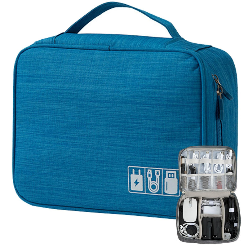 Organizer Bag Big Case Cable Electronic Devices Travel Pouch USB Charger Accessories Mouse Phone USB Cable SD Power Bank Earphone Sky Blue