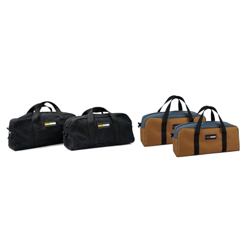 MELOTOUGH Tool Tote Bag Small Canvas Tool Bag with Zipper Combo Kit-Includes 2 Medium Tool Organizer Bags for Electrician,Plumbing,Technician,HVAC (Tan&Black)