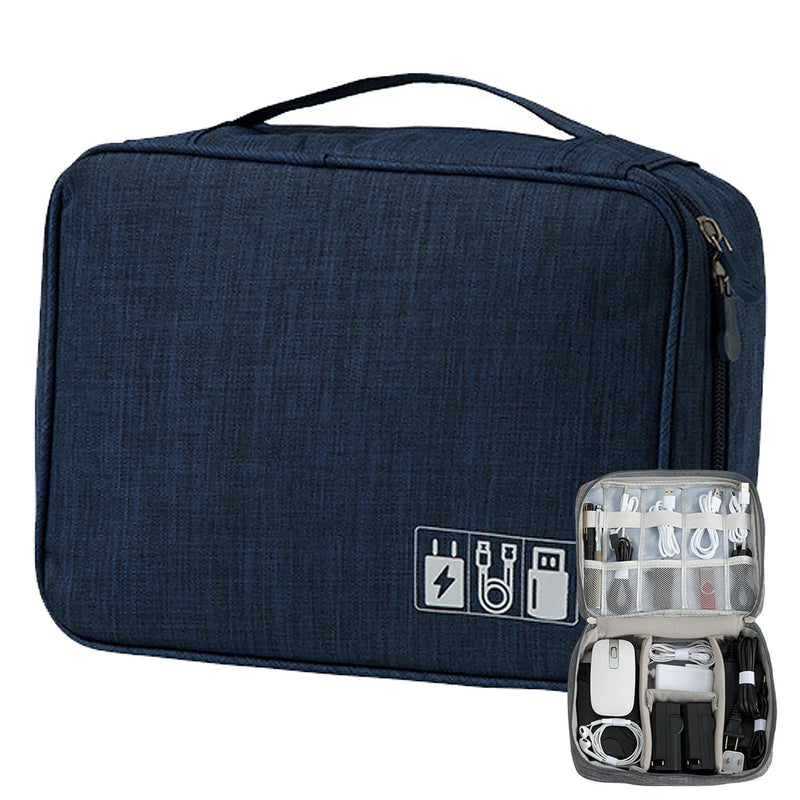 Organizer Bag Big Case Cable Electronic Devices Travel Pouch USB Charger Accessories Mouse Phone USB Cable SD Power Bank Earphone Deep Blue