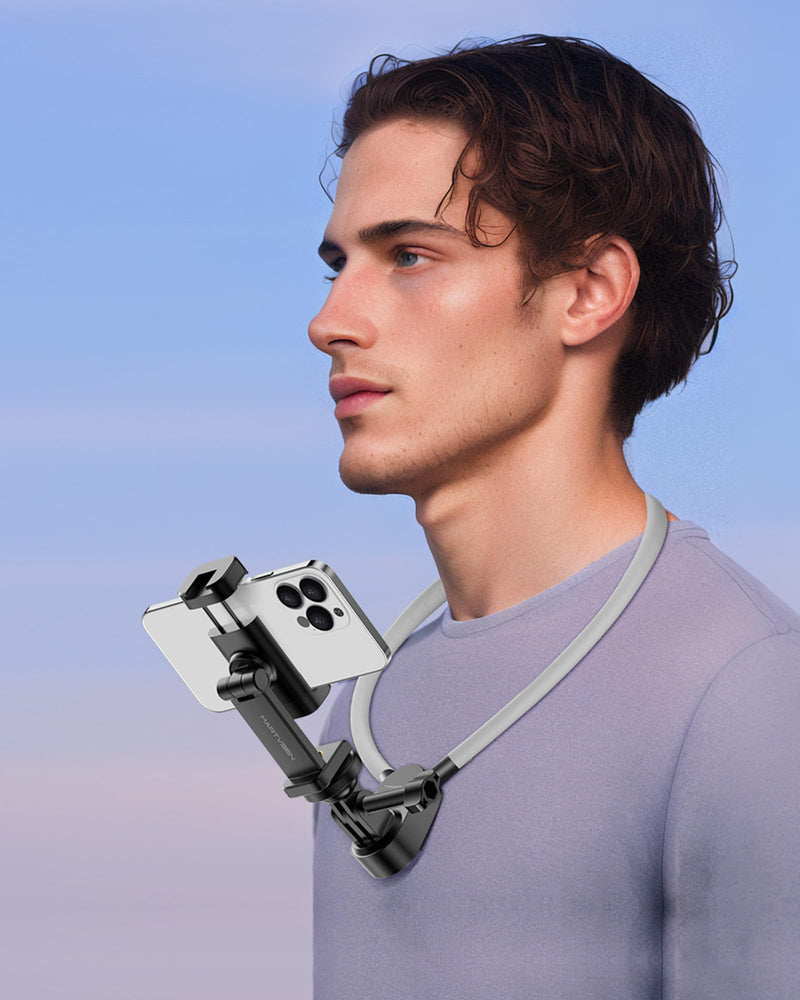Neck Tripod Phone Holder for iPhone - POV/Vlog Phone Mount Holder for Recording, Hand Free Adjustable Phone Neck Holder Chest Stand Video Recording for iPhone 15 14 13 12 Pro Max Plus Mini S7PRO NO Magnetic Version