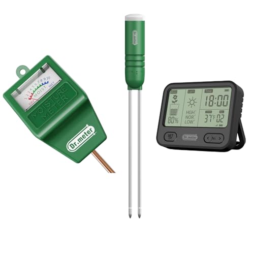 Dr.meter Soil Moisture Meter & 4-in-1 LCD Display Moisture Meter