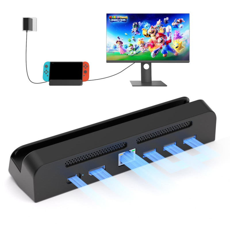 Docking Station for Switch & Switch OLED with Ethernet Port, 4K HDMI TV Hub and USB Ports for Lag-Free Gaming, Ultimate Home Gaming Performance Hub
