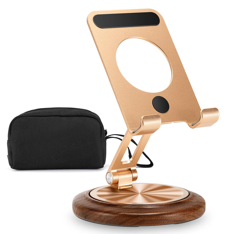 dual folding desk Phone Stand,adjustable foldable Cell Phone Holder,Cell Phone Mounts,All phones,electronics organizer travel case.Electronic accessories organizer carry case(Black+Gold)