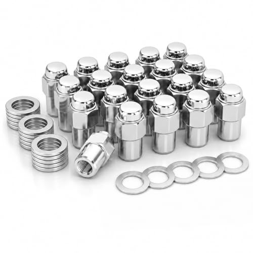 HALNAR 20PC M12x1.25 Mag Seat Lug Nuts, Chrome 13/16" Hex 2-PC Closed End