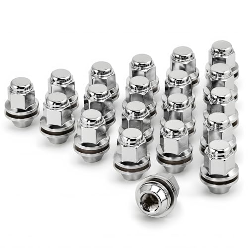 HALNAR M12x1.25 Wheel Lug Nuts 20 Pcs Chrome Closed End Mag Style w/Washer