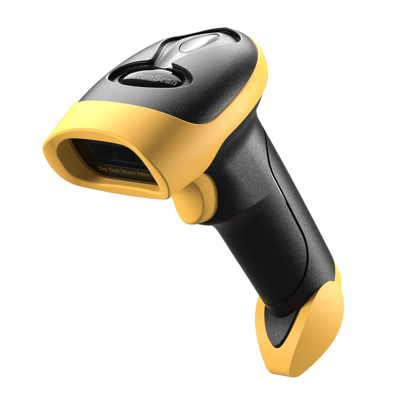 NetumScan Bluetooth QR Barcode Scanner, 3 in 1 Automatic Wireless 1D 2D Barcode Reader USB Image Code Scanner for Store, Warehouse POS, Computer, Tablet, iPad, iPhone, Android 1D & 2D Scanner Yellow
