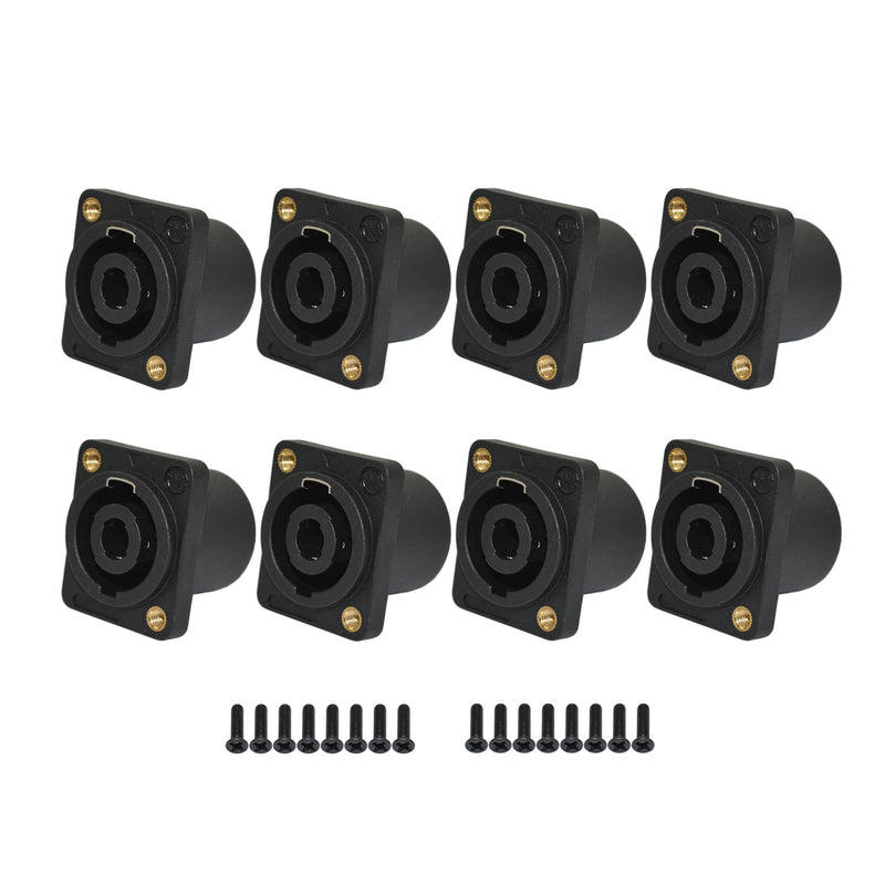 speakon Connector,Speaker Jack Twist Lock 4 Pole Square (Rectangle),Compatible with Speakon NL4MP, NL4MPR, NL4FC, NL4FX, NLT4X, NL4 (8 Packs Black)