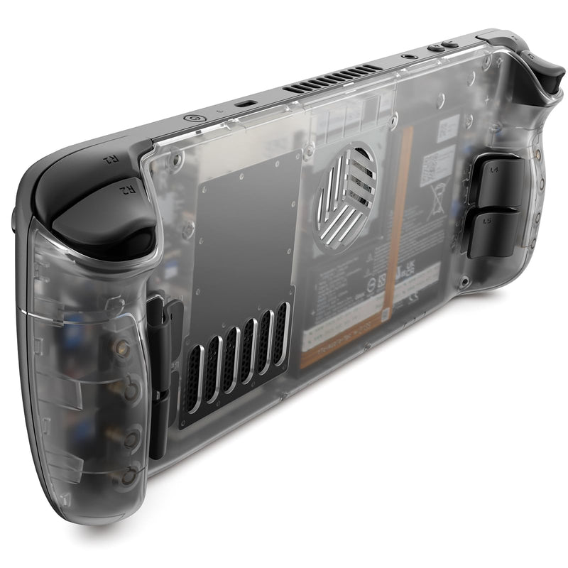 JSAUX Transparent Back Plate Vents Compatible for Steam Deck OLED, DIY Clear Replacement Back Shell Case Compatible with Steam Deck OLED - PC0106D Vents Version [Crystal] Crystal
