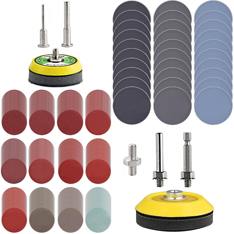 279 Pcs 1/4" Shank Backing Plates Multi Tool Sanding Discs Set for Drill Grinder Rotary Tools Attachment with 2 Pcs 1/4" Shank Backing Plates Sanding Pads Including 80-3000 Grit