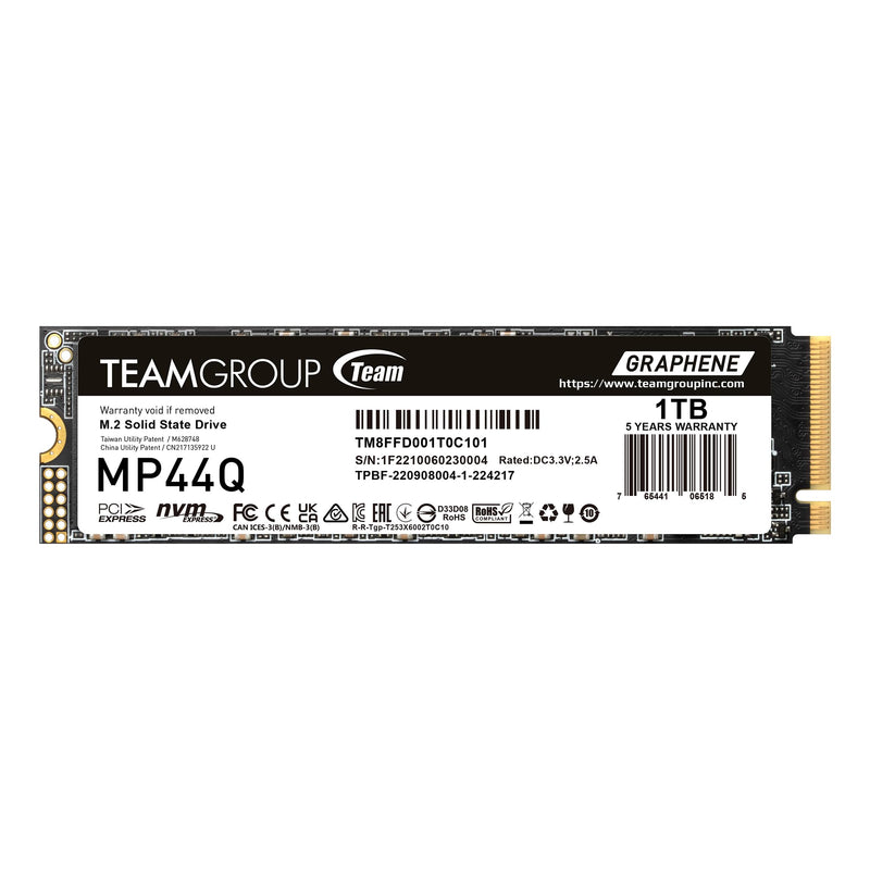 TEAMGROUP MP44Q 1TB SLC Cache Gen 4x4 M.2 2280 PCIe 4.0 with NVMe Laptop & Desktop & NUC & NAS SSD Solid State Drive (R/W Speed up to 7,400/6,200MB/s) TM8FFD001T0C101 Superb
